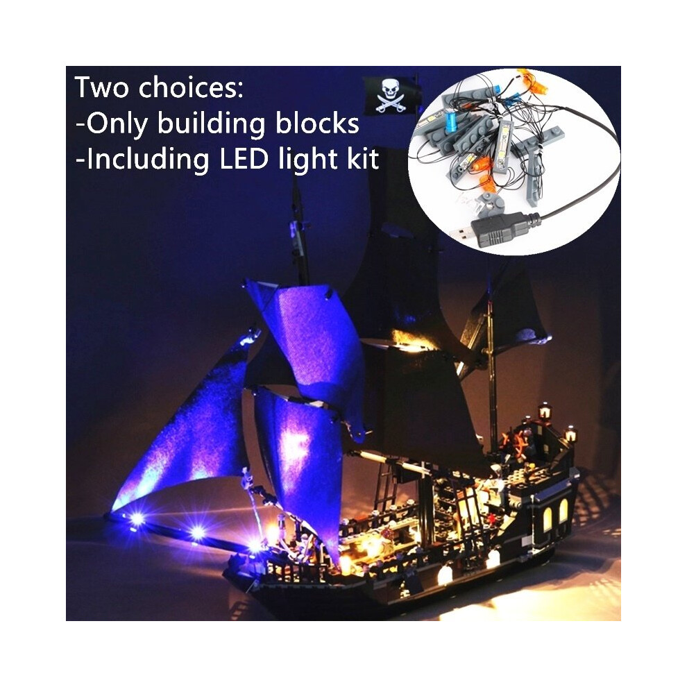 Photos - Construction Toy LED Lighting Pirates of The Caribbean The Black Pearl Pirate Ship Model Set Building Blocks Kits Bricks Toys Compatible 4184