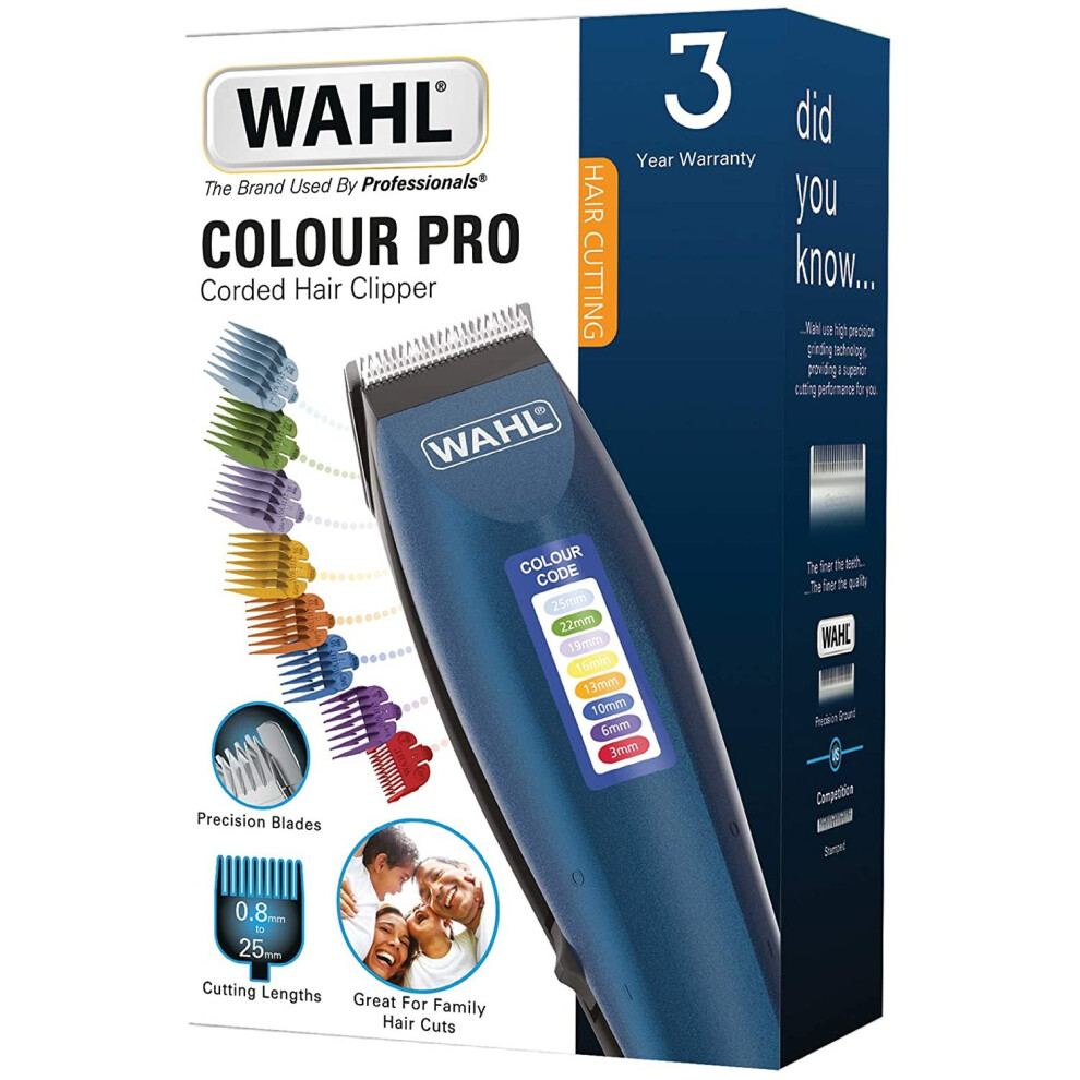 Wahl Hair Clippers for Men, Colour Pro Corded Head Shaver, Blue