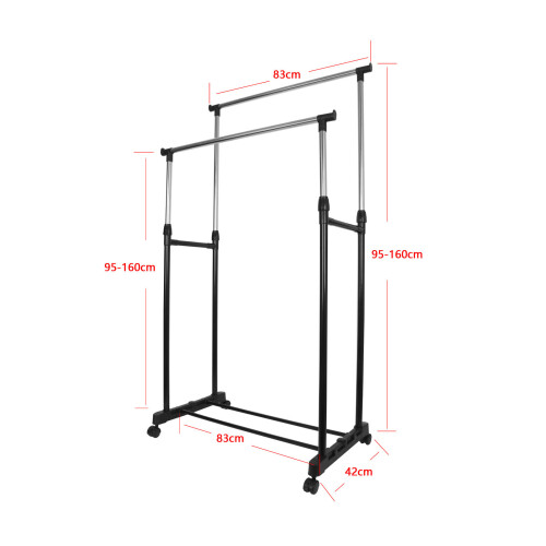 Black Adjustable Double Clothes Rail | Garment Hanging Stand 2