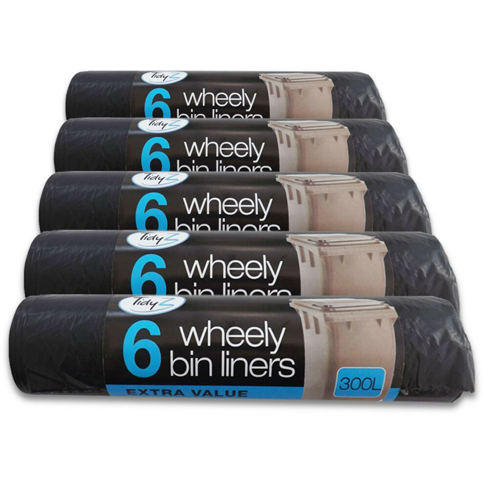 Tidyz 30 Extra Large Wheelie Bin Liners Waste Rubbish Bags 300L