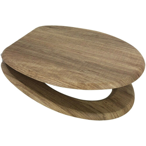 EUROSHOWERS Rustic Oak MDF Wood Toilet Seat