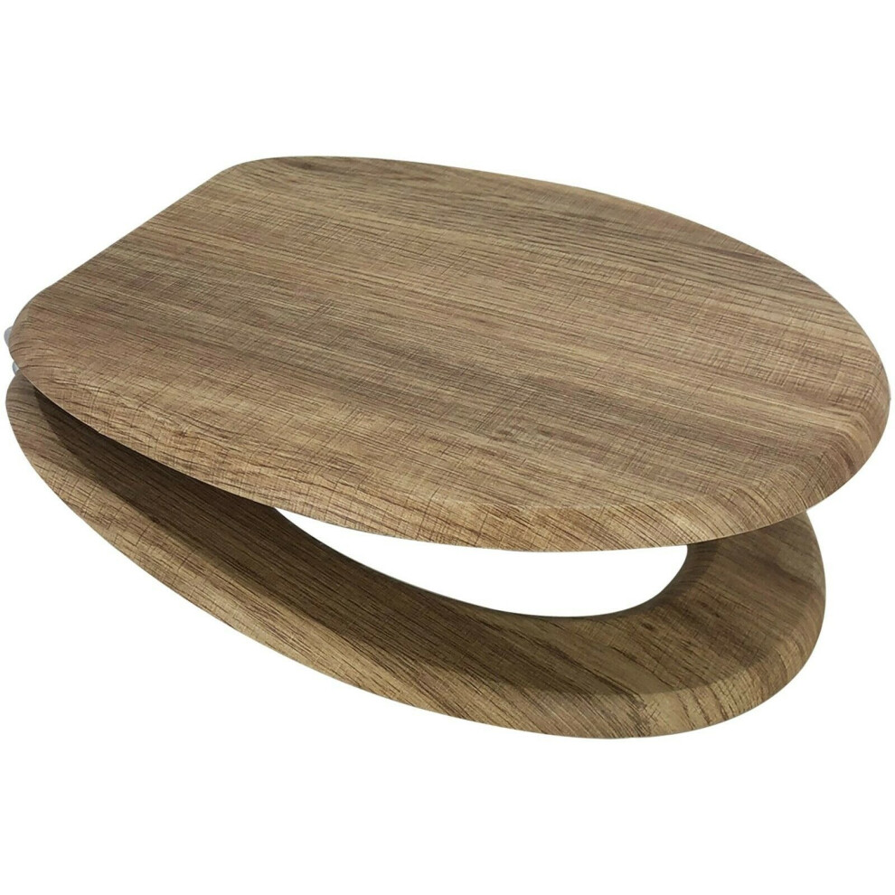 Euroshowers Rustic Oak Mdf Wood Toilet Seat