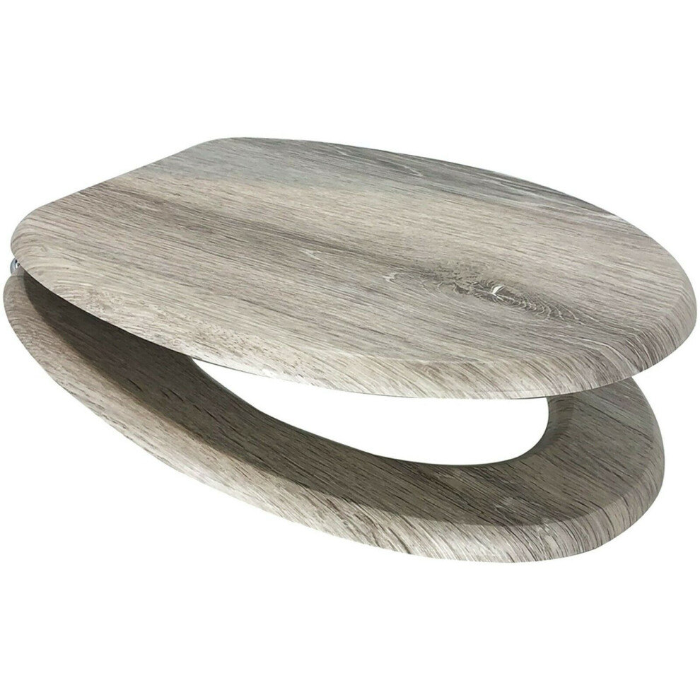 Grey Oak MDF Toilet Seat