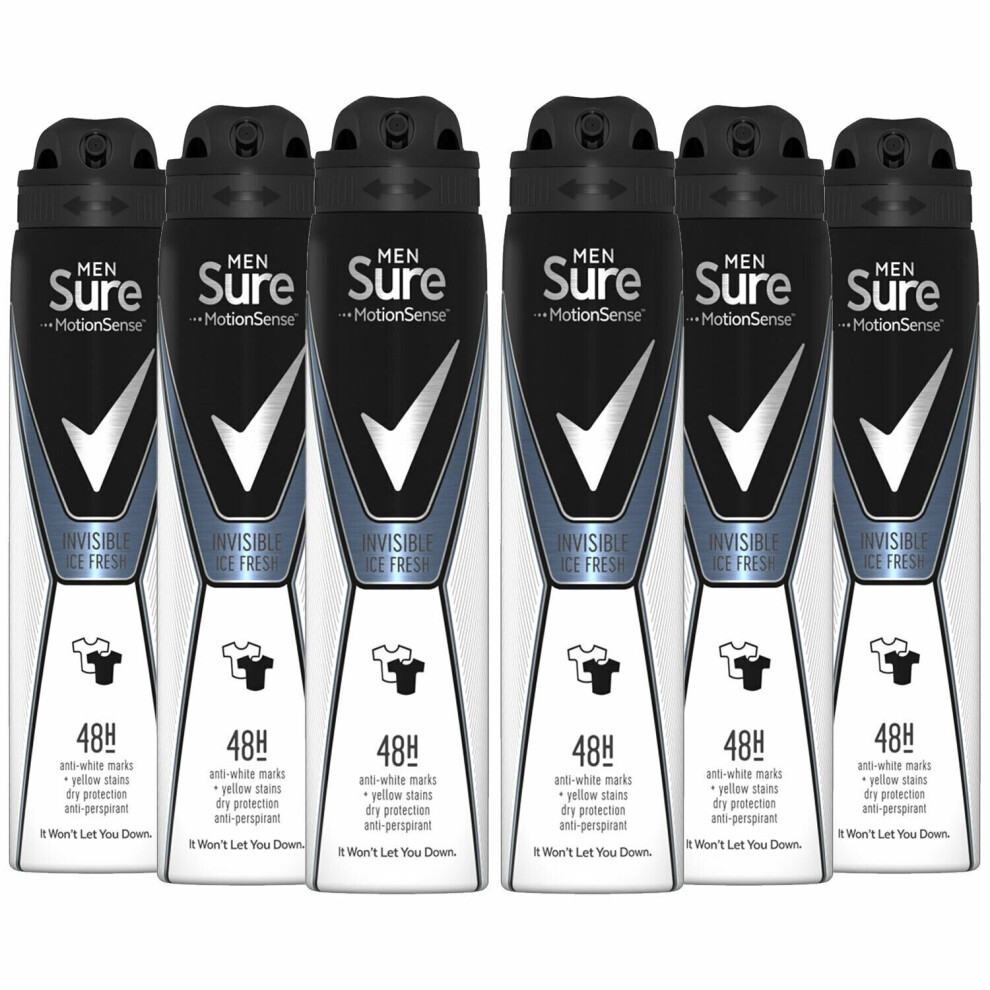 6pk Sure Men Invisible Ice Antiperspirant - 250ml | 6 x 250ml Men's Deodorant