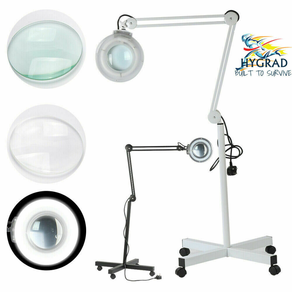 (White) Clinical Floor Standing Magnifiying Lamp Adjustable Clarity Magnifying Lamp UK