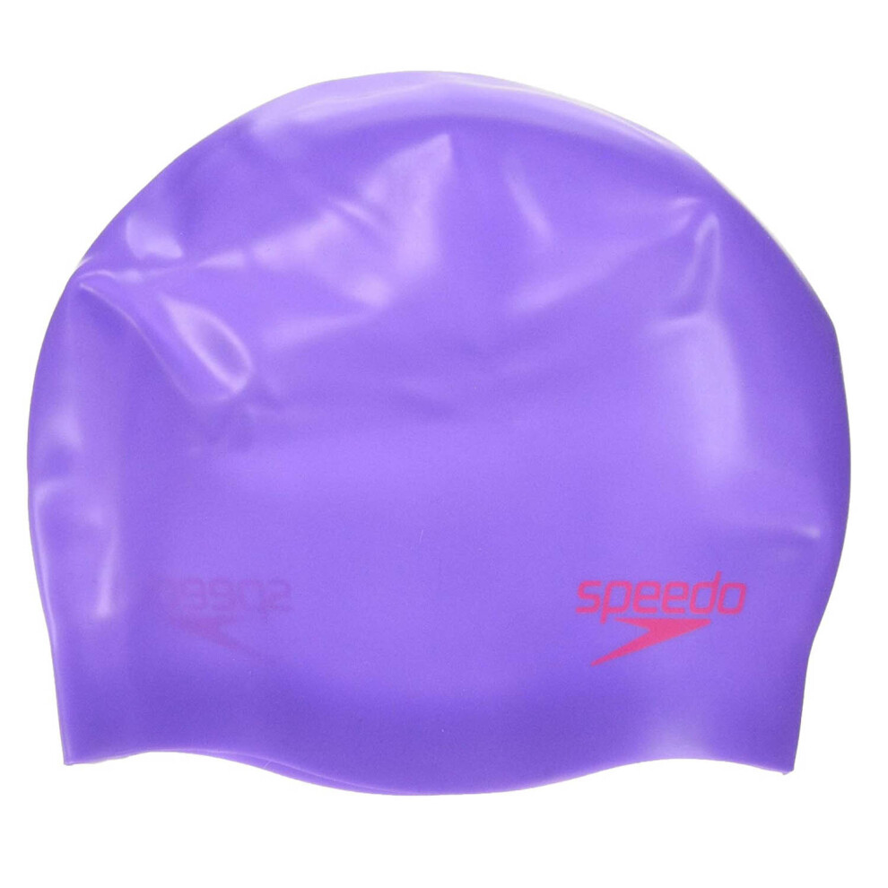 Speedo Plain Junior Moulded Sillicone Swimming Cap Purple/Pink