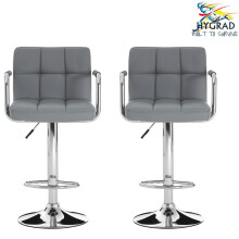 2x Miami & Arms Chrome Gas Lift Swivel Faux Leather Kitchen Breakfast Bar Stool