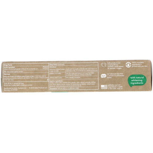 Hello, Naturally Whitening Fluoride Toothpaste, Farm Grown Mint, 133g 1