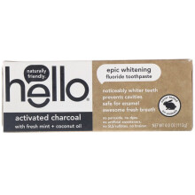 Hello, Activated Charcoal Epic Whitening Fluoride Toothpaste, 113g