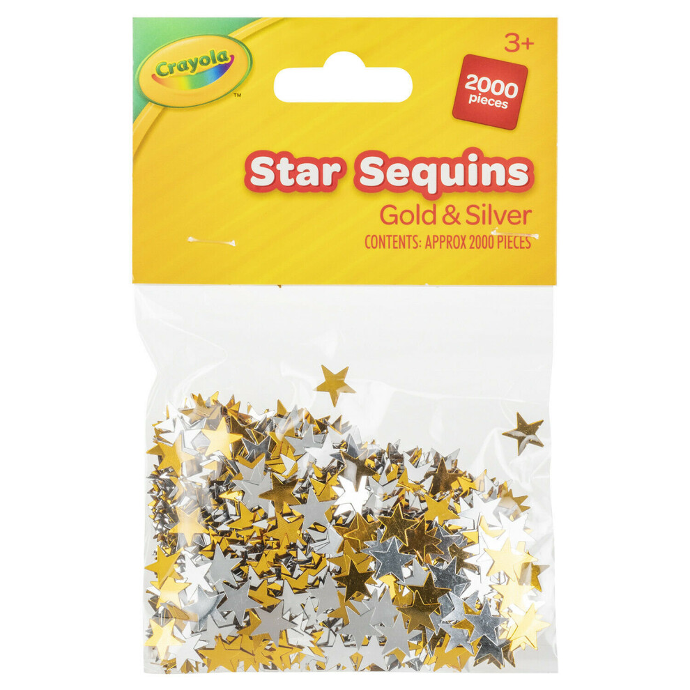 CHILDREN KIDS ART CRAFT CRAYOLA STAR SEQUINS GOLD & SILVER 2000 PIECES