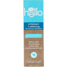 Hello, Antiplak + Hvidning Fluoridfri Tandpasta, Naturlig Peppermint, 4,7 oz (133 g)