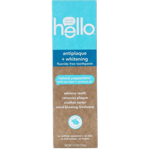 Hello, Αντιπλάκη + Λευκαντική Φθοριούχο Toothpaste, Φυσικό Πεπερόνι, 4.7 oz (133 g)