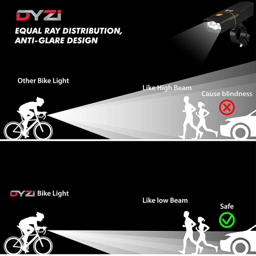 DYZI USB Rechargeable Bike Lights Set Waterproof Bike Light Powerbank on OnBuy