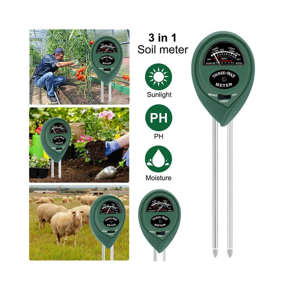 3 in1 Soil Tester Water Light PH Moisture Test Meter Plants Flower Humidity Kit