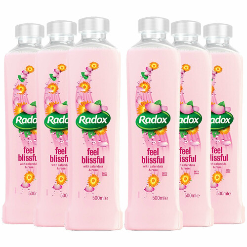 Radox Radox Feel Blissful Bath Soak, Calendula & Rose, 6 Pack, 500ml