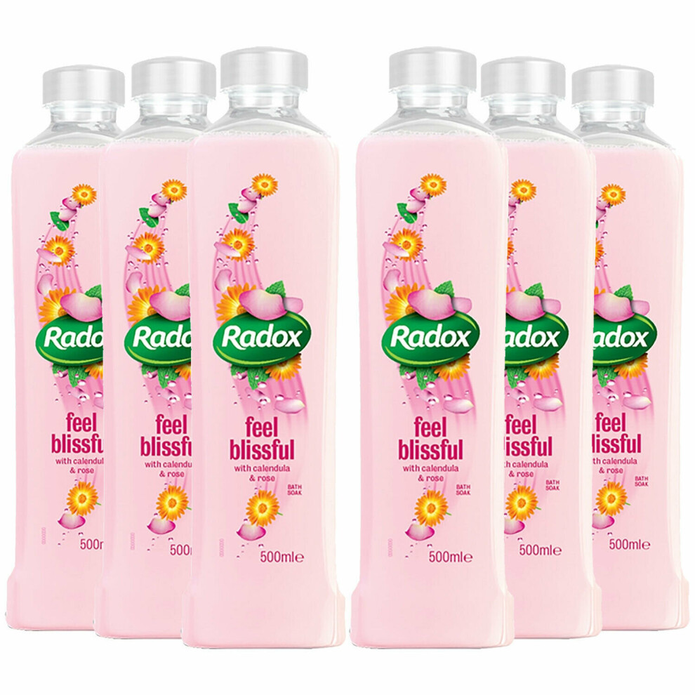 Radox Feel Blissful Bath Soak, Calendula & Rose, 6 Pack, 500ml