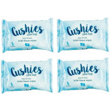 Cushies 4x Ultra Soft Flushable Toilet Tissue Wipes, Gentle pH-Balanced, Alcohol-Free, Biodegradable