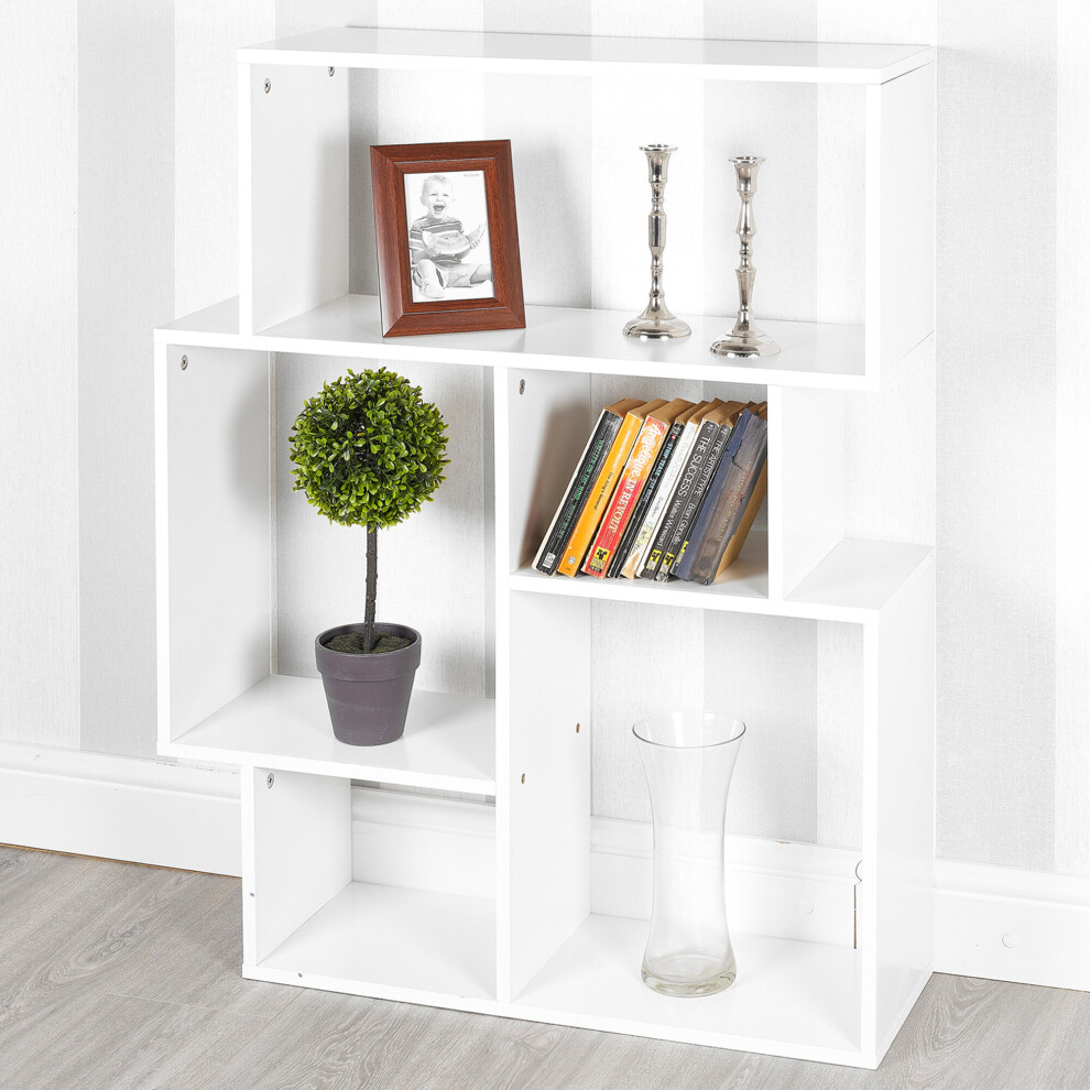 (White) URBNLIVING 5 Cube Small Wooden Modern Side Unit