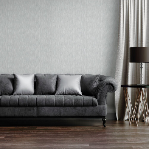 Muriva (Silver 114909) Muriva Kate Plain Linear Textured Effect Wallpaper Featured Wall Luxury 10m Roll 1