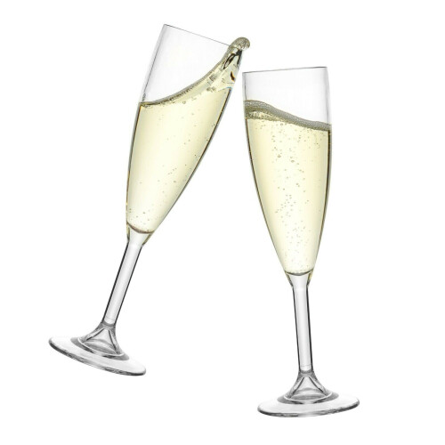 Lay-Z-Spa Lay-Z-Spa Premium Plastic Champagne Flute Glasses, Clear Virtually Unbreakable 1