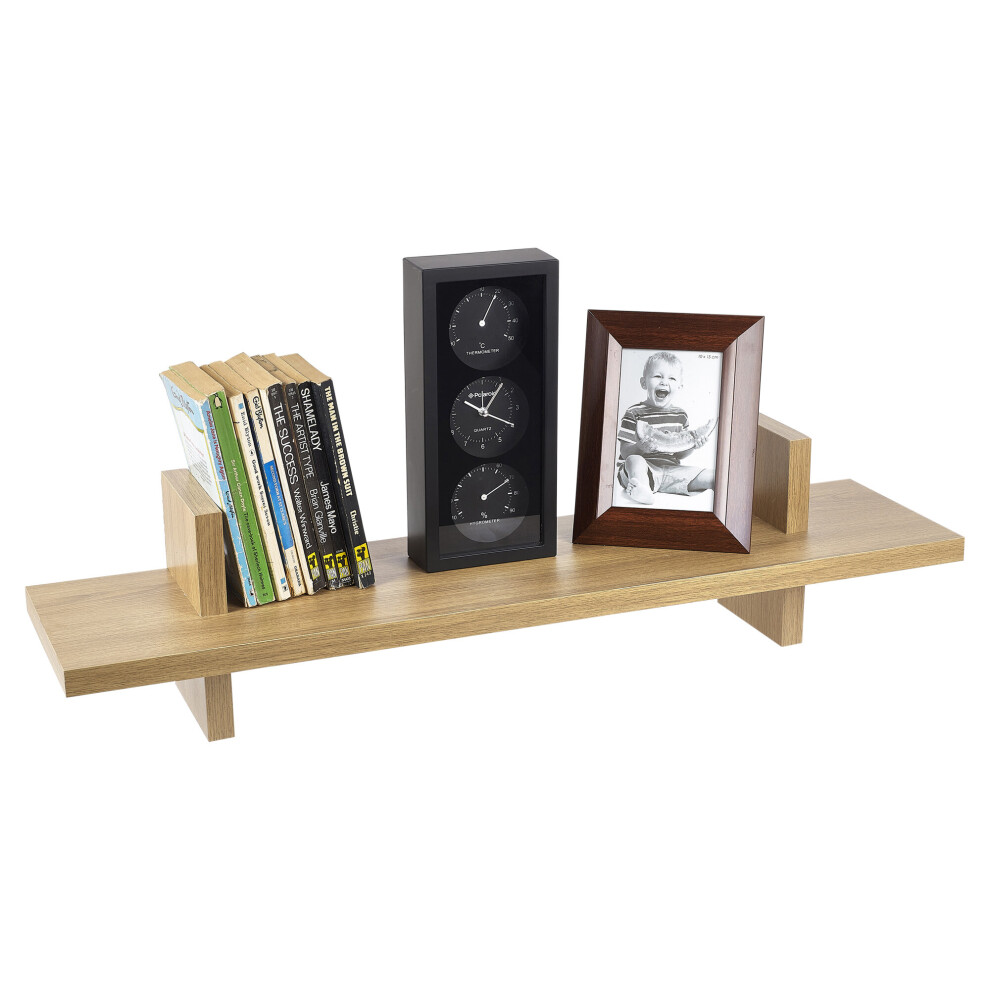 Wooden Floating Shelf H Shaped Oak Wall Mounted Hanging Display Unit