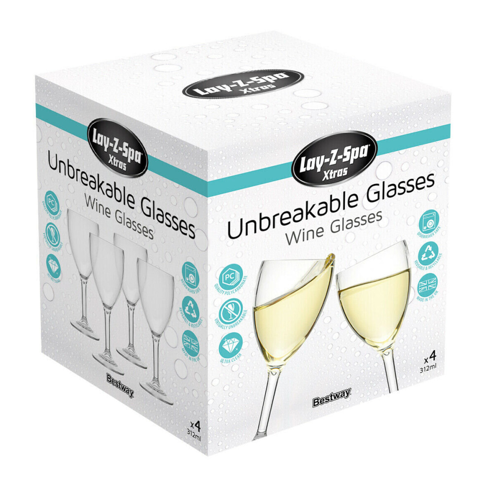 Lay-Z-Spa Premium Plastic Wine Glasses Virtually Unbreakable Ultra Outdoor Party