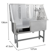 Baignoire de Toilettage Professionnelle Nettoyage Chien 400mm en Acier Inox
