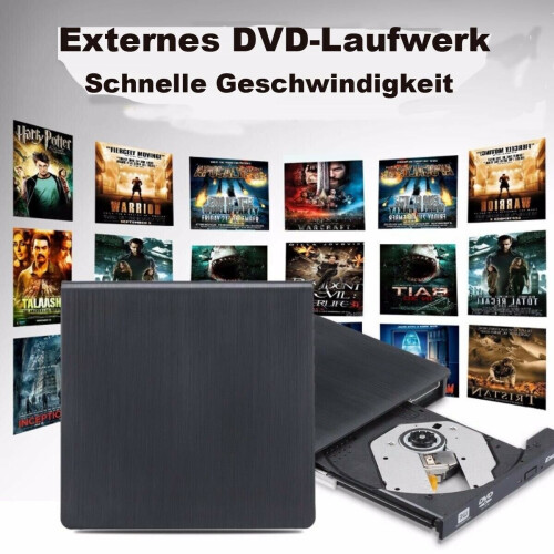 (Black) USB 3.0 External DVD RW Drive CD DVD Rewriter Burner Reader for Laptop PC MAC HH 2