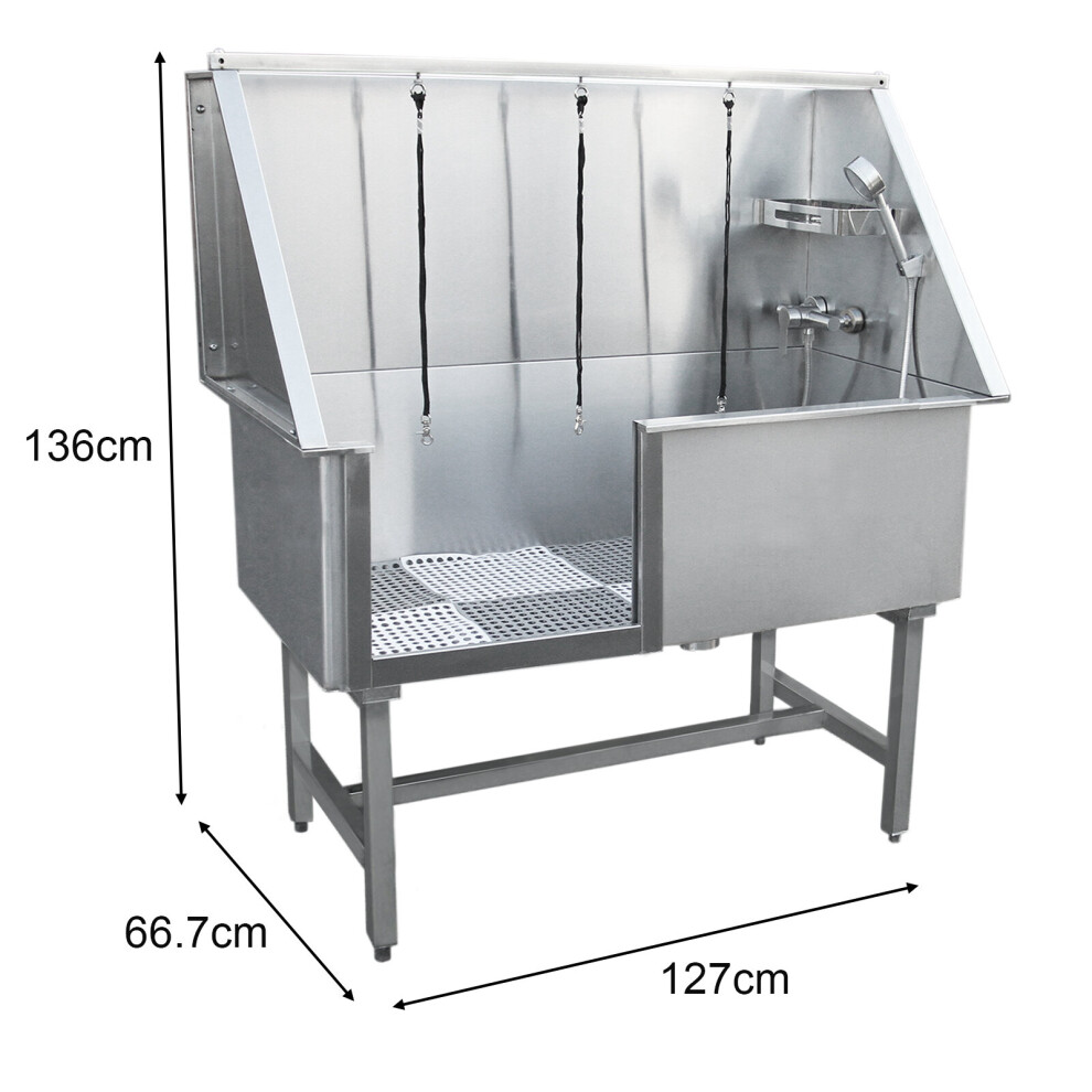 (600mm) Dog Grooming Bath Stainless Steel Pet Washing Station Professional Shower Tub