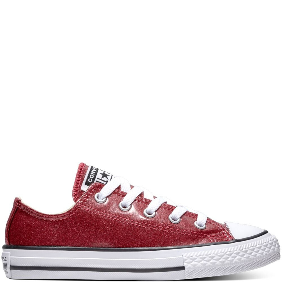 (UK 1-EU 33-US 1Y) Converse Chuck Taylor All Star Ox Girls Trainers Pink Glitter UK 10-5