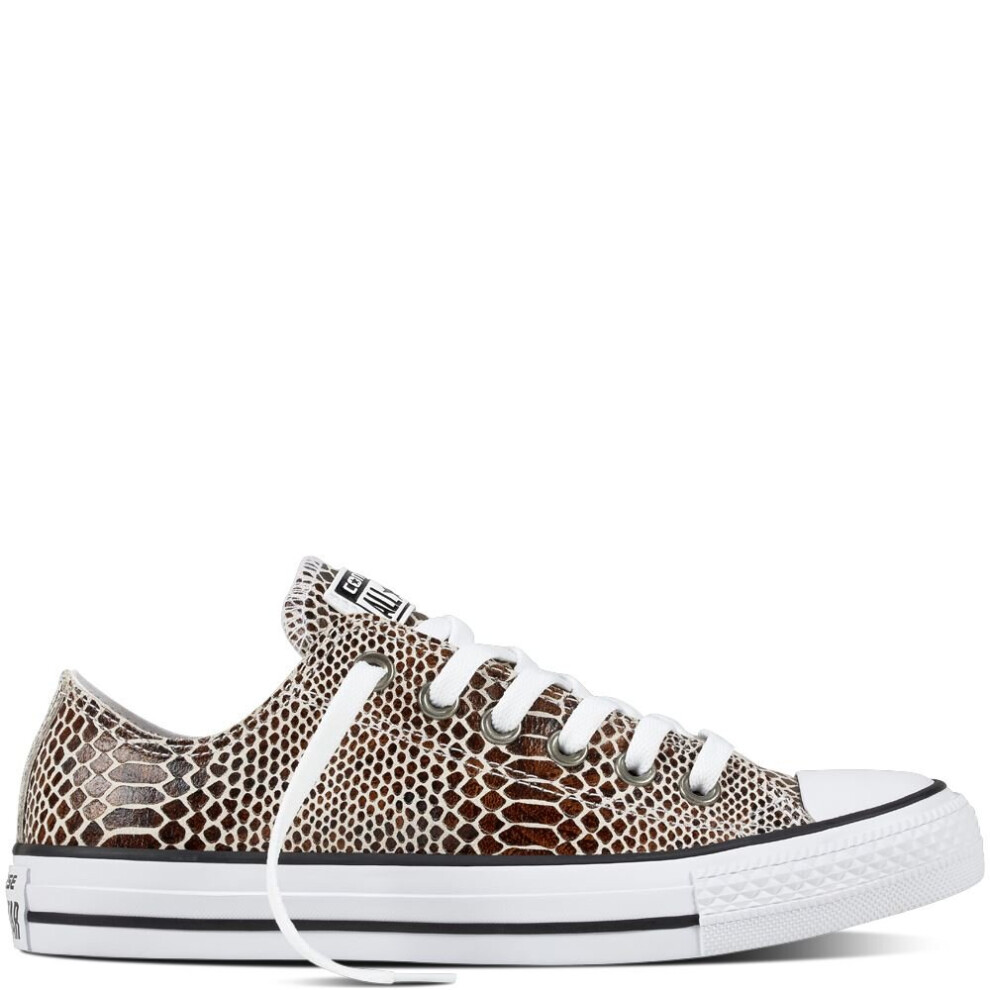 (UK 4-EU 36.5) CONVERSE CTAS OX 557982C SNAKE SKIN LEATHER TRAINERS BRN/BLK/WHT WOMENS UK 3-8