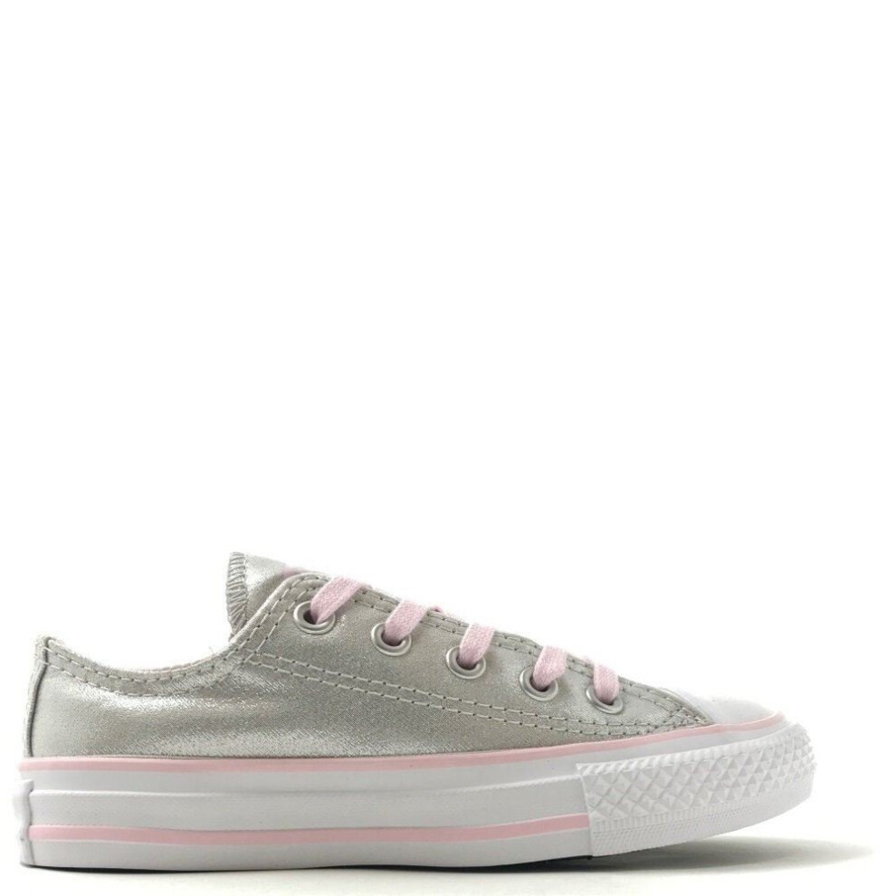 Converse (Uk 3-Eu 35.5-Us 3.5) Ctas Ox 663671C Mouse/Pink Foam/White Junior 10-3 Silver