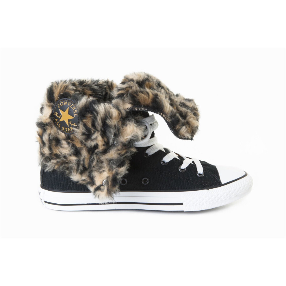 (UK 11-EU 28.5) CONVERSE CT KNEE-HI BLACK FUR TRIM JUNIORS 640473F UK 10-5