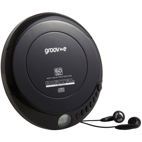 Groov-e Retro Series Personal CD Player with Earphones - Black