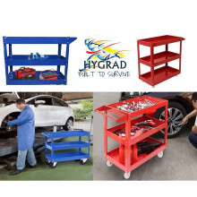 (Blue) Heavy Duty Workshop Garage DIY Tool Storage Trolley Wheel Cart Tray 3 Tier/Shelf
