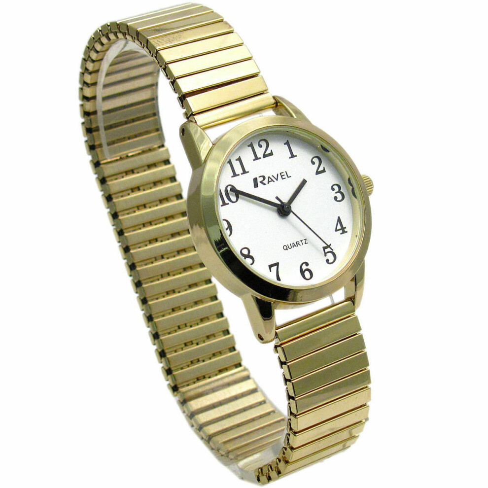 Ravel R0232.02.2 Ladies Easy Read Watch With Colour Expanding Bracelet Gold