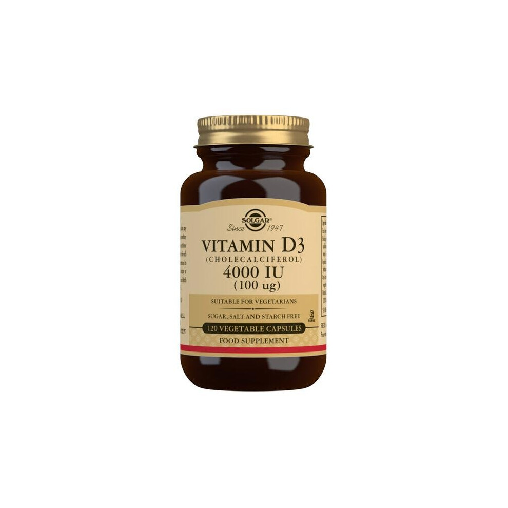 Solgar Vitamin D3 (Cholecalciferol) 4000 IU (100 Âµg) Vegetable Capsules - Pack of 120