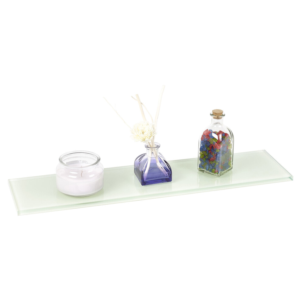 (Small White (60X15cm)) Colourful Glass Floating Shelves Wall Mounted Rack 5056333846292