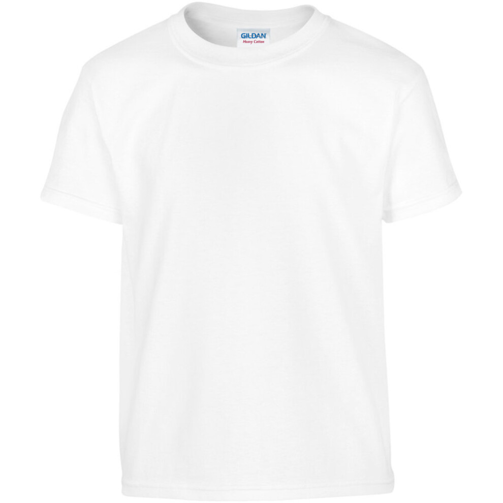 (XL, White) Gildan Youth Unisex Heavy Cotton T-Shirt