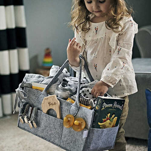Mrs Hinch Baby Storage Organizer Bag Caddy Home Grey 1