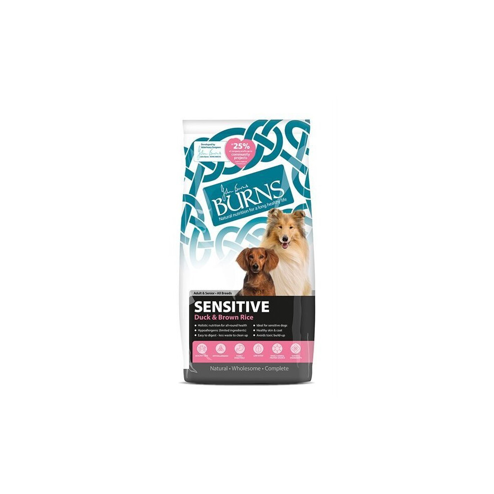 Burns Pet Nutrition Sensitive Duck & Rice Dry Dog Food - 12Kg Brown