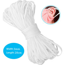 Elastic Sewing Flat Elastic Band Elastic Cord Stretchy Elastic Rope (3mm, 20Meters)