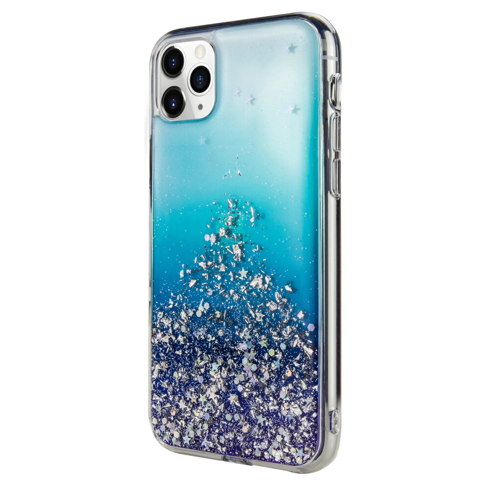 For Iphone 11 Pro Max - Switcheasy Crystal Starfield Quicksand Style Case Blue 7437135650658