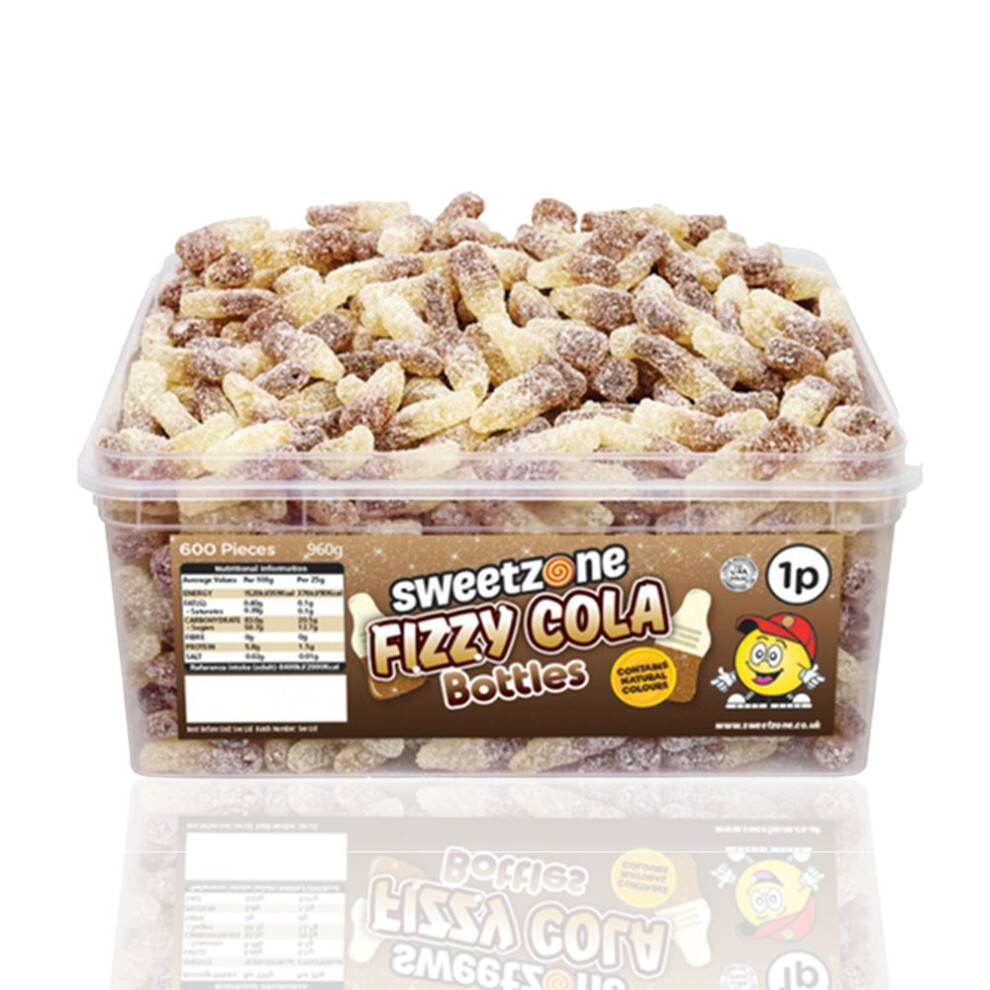Sweetzone (Fizzy Cola Bottles 600 Pieces, Buy 1) Halal Giant Cola Sweet 740G Tub Hmc Certified Halal