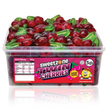 (Twin Cherries 120 Pieces, Buy 1) SweetZone Halal Giant Cola Sweet 740g Tub HMC Certified Halal
