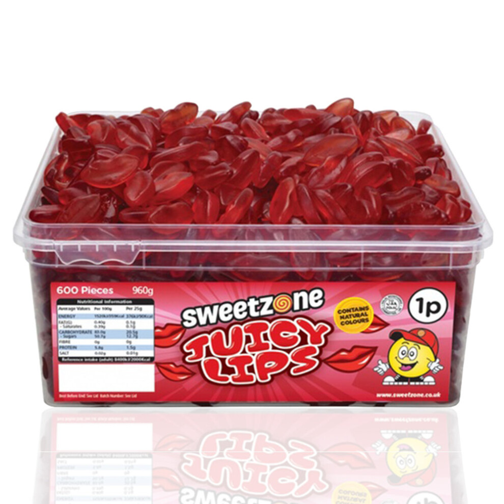 Sweetzone (Juicy Lips 600 Pieces, Buy 1) Halal Giant Cola Sweet 740G Tub Hmc Certified Halal