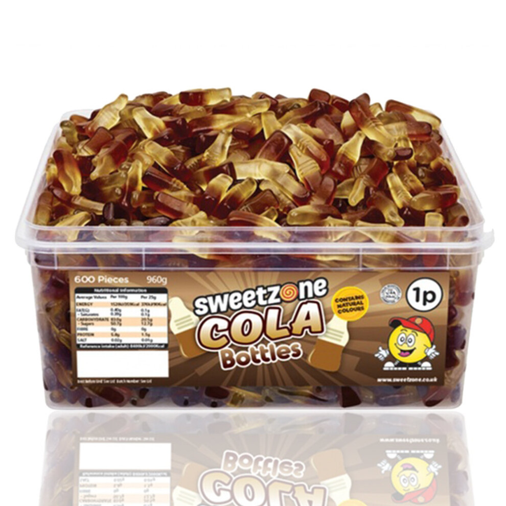 Sweetzone (Cola Bottles 600 Pieces, Buy 1) Halal Giant Cola Sweet 740G Tub Hmc Certified Halal