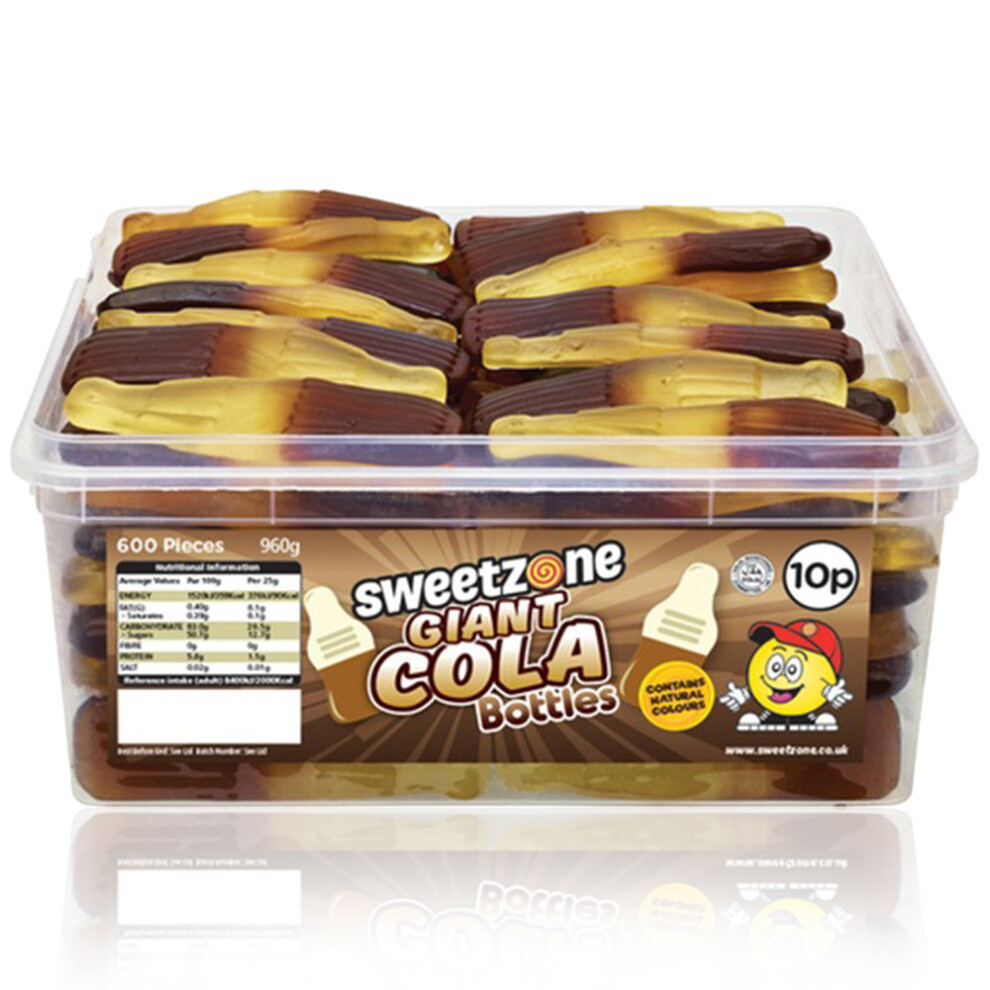 Sweetzone (Giant Cola Bottles 60 Pieces, Buy 1) Halal Giant Cola Sweet 740G Tub Hmc Certified Halal