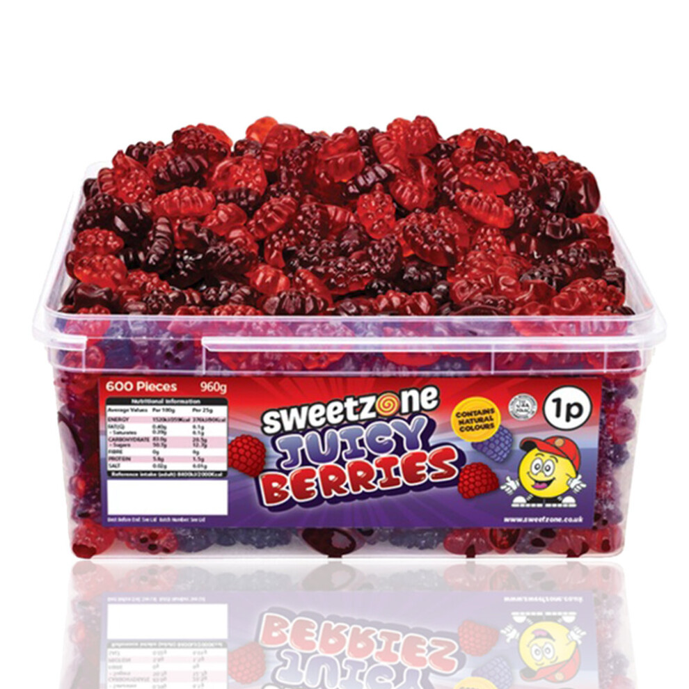 (Juicy Berries 600 Pieces, Buy 1) SweetZone Halal Giant Cola Sweet 740g Tub HMC Certified Halal