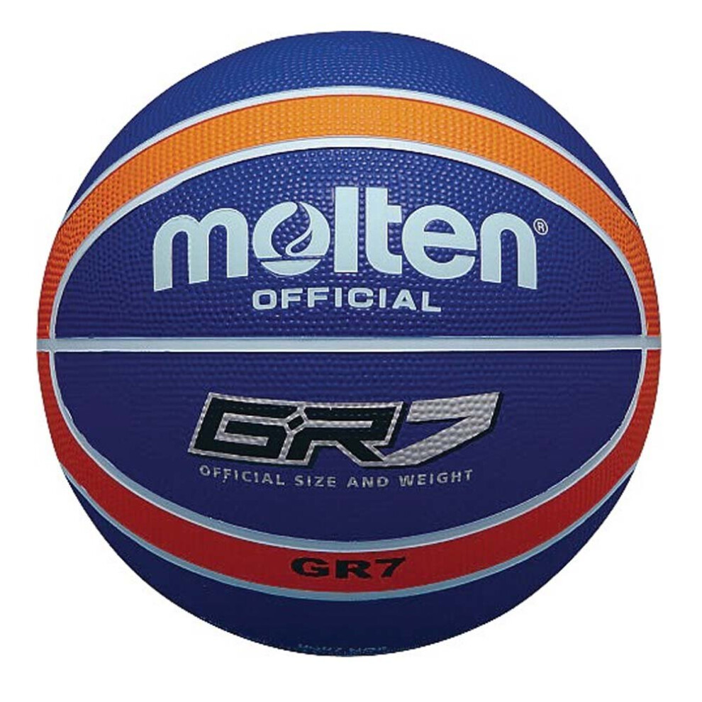 (Orange, 6) Molten GR7 Indoor Outdoor Rubber Basketball Ball Orange/Blue